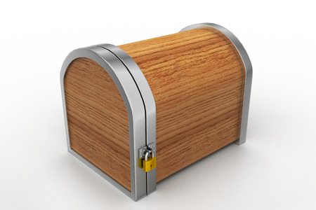 Closed wooden box with padlockの写真素材