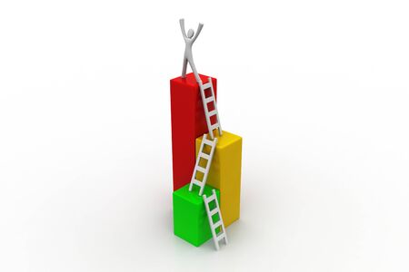 Success concept, 3d man on top of business growth graphの写真素材