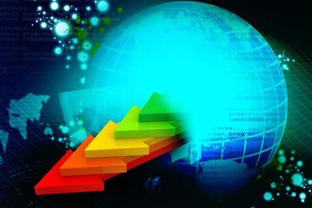 Multi colored arrow and earthの写真素材