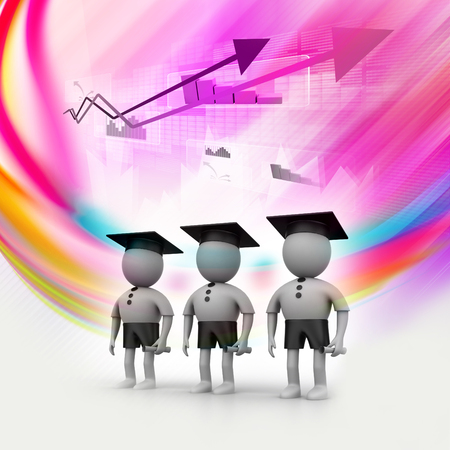 3d people with graduation Capの写真素材
