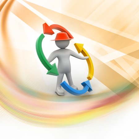 3d people - man, person and blank arrows in circle  Recyclingの写真素材