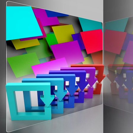 Multi colored arrow squareの写真素材