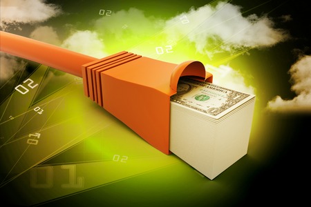 Internet cable with dollarsの写真素材