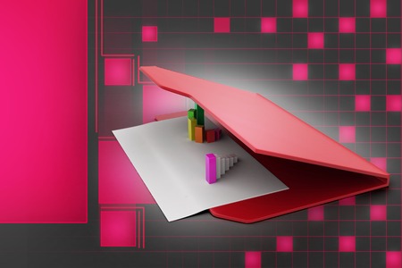 Folder icon with paper sheet and 3D Graphの写真素材
