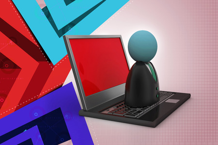 man icon with laptopの写真素材