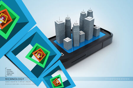 Building on the top of smartphoneの写真素材