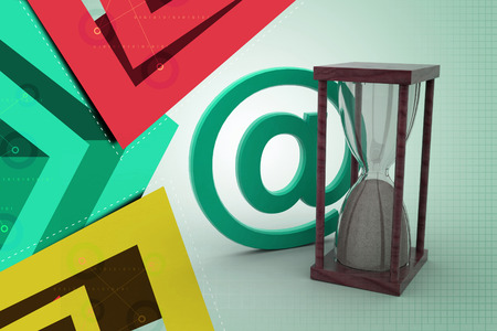 e-mail sign and hour glassの写真素材