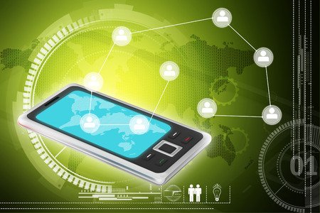 Cell phone with net workingの写真素材