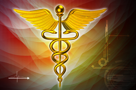 3d medical logo on a colour backgroundの写真素材