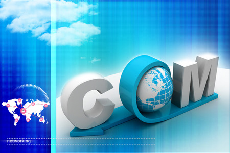 globe with word dot comの写真素材