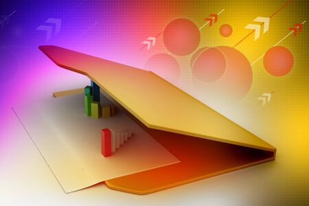 Folder icon with paper sheet and 3D Graphの写真素材