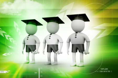 3d people with graduation Capの写真素材