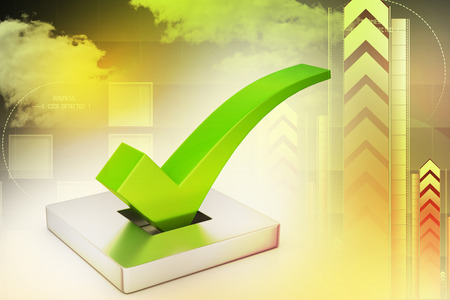 green check mark in squareの写真素材