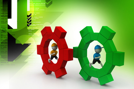 3d people running the gearの写真素材