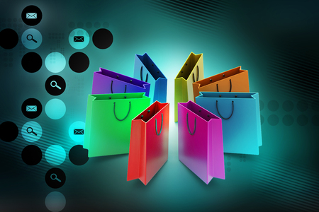 Shopping bags in multiple colorの写真素材