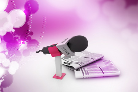 Microphone with newspaperの写真素材