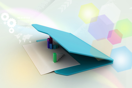Folder icon with paper sheet and 3D Graphの写真素材