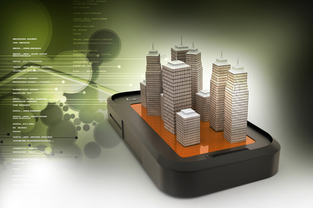 Building on the top of smart phoneの写真素材