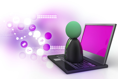 man icon with laptopの写真素材