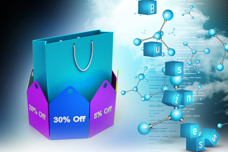Shopping bag with discount tagsの写真素材