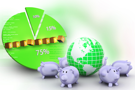 Piggy bank and globeの写真素材