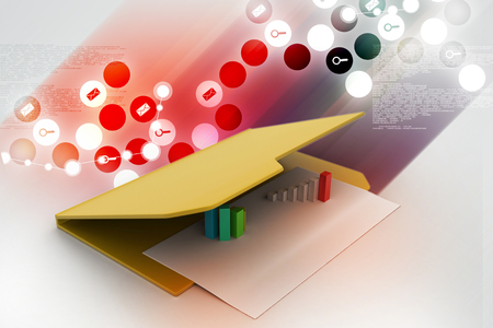 Folder icon with paper sheet and 3D Graphの写真素材