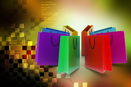 Shopping bags in multiple colorの写真素材