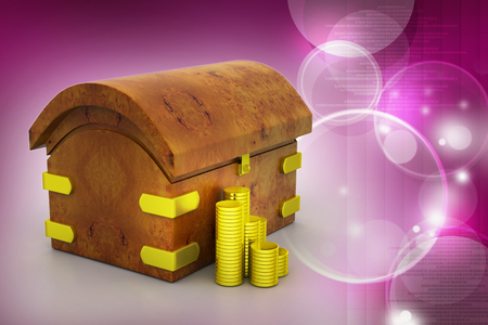 Gold coins with containerの写真素材