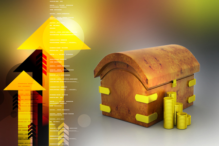 Gold coins with containerの写真素材