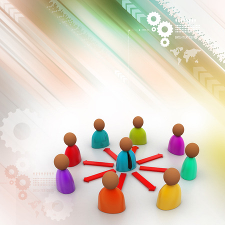3d rendering business man icon in a networkの写真素材