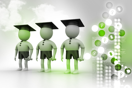 3d people with graduation Capの写真素材