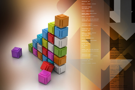 The diagram consisting of several cubes of different coloursの写真素材