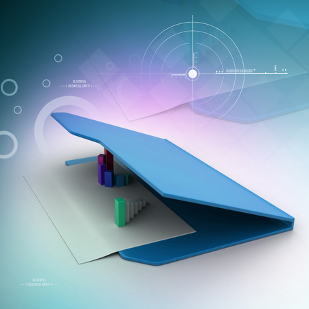 Folder icon with paper sheet and 3D Graphの写真素材