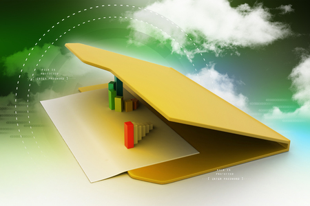 Folder icon with paper sheet and 3D Graphの写真素材
