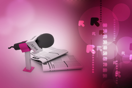 Microphone with newspaperの写真素材