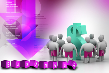 3D people around dollar signの写真素材
