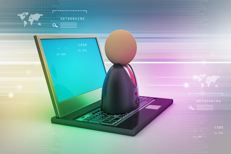 man icon with laptopの写真素材