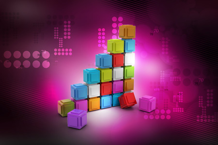The diagram consisting of several cubes of different coloursの写真素材