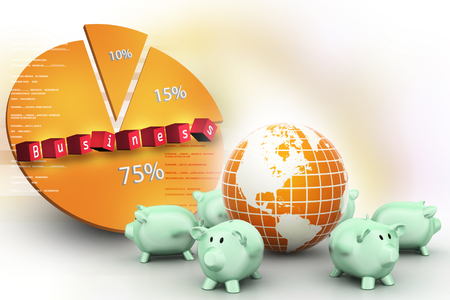 Piggy bank and globeの写真素材