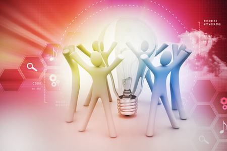 Group of people and light bulb, new idea conceptの写真素材