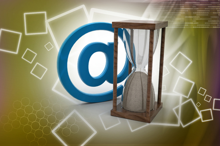 e-mail sign and hour glassの写真素材