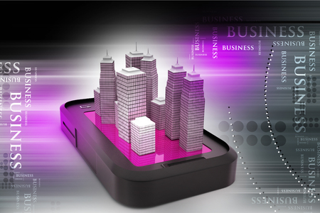 Building on the top of smart phoneの写真素材