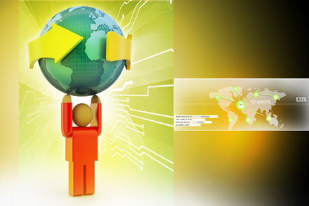 3d person carrying the earthの写真素材