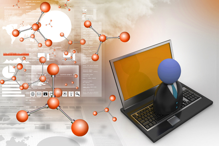 man icon with laptopの写真素材