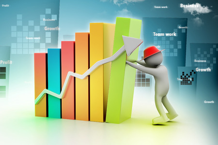 3d man trying to make graph in successの写真素材