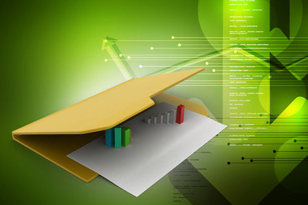 Folder icon with paper sheet and 3D Graphの写真素材