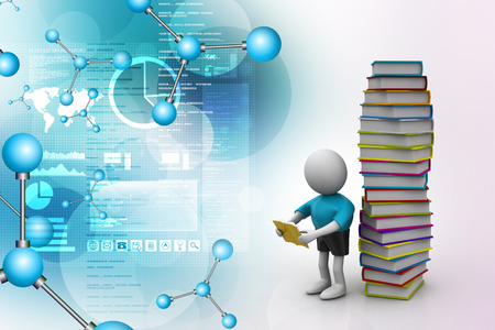 3d man reading bookの写真素材