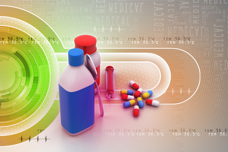 Medical bottles and pillsの写真素材
