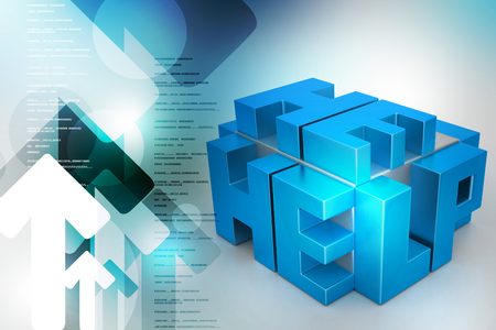 3d red cubes with logo HELPの写真素材