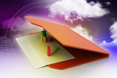 Folder icon with paper sheet and 3D Graphの写真素材